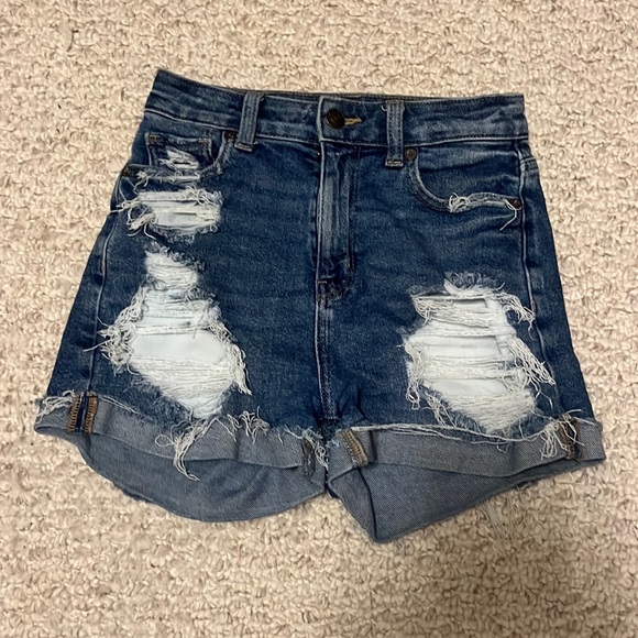 Dark wash American Eagle jean shorts, size 24. Like new. - Picture 1 of 3